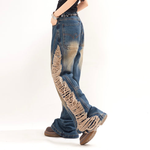 Unisex Ripped Denim Trousers