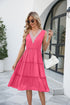 Women Sleeveless Pleated Ruffle Elegant Dress