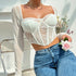 Women's Lace Mesh Fishbone Slim Fit Top