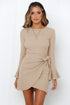 Women's Long Sleeve Ruffle Flared Short Dresses