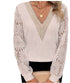 Women's Clothing Long Sleeve V-neck Stitching Shirt