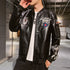 Men's Motorcycle Embroidered Leather Jacket
