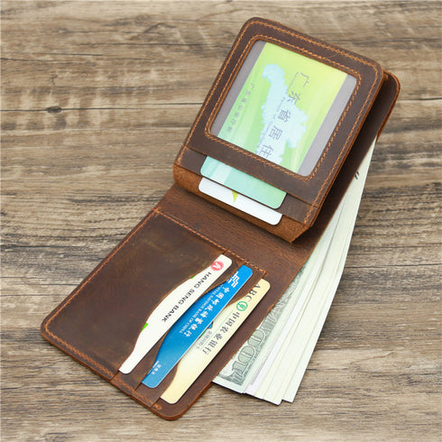 Retro Rough Tri-fold Leather Wallet