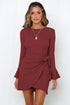Women's Long Sleeve Ruffle Flared Short Dresses