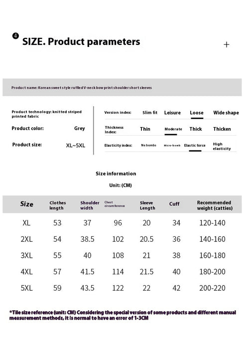 V-neck Bow Printed T-shirt