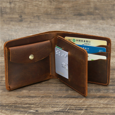Retro Rough Tri-fold Leather Wallet