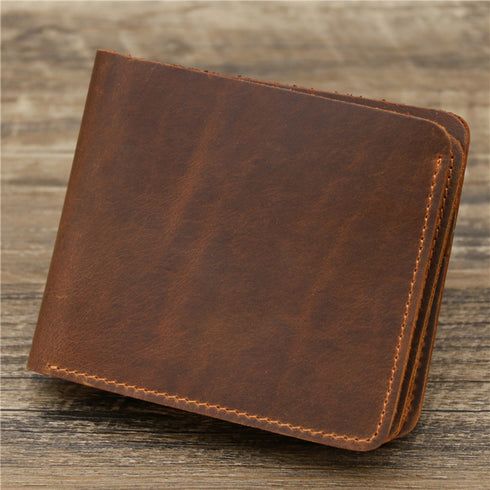 Retro Rough Tri-fold Leather Wallet