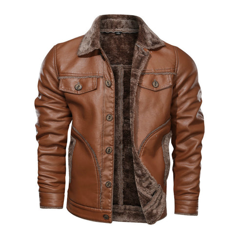 Fur Collared Leather jacket with furry pockets