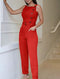Women's Button down high neck Sleeveless jumpsuit