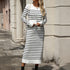 Slim Striped Printed Long Dress For Women's Clothing