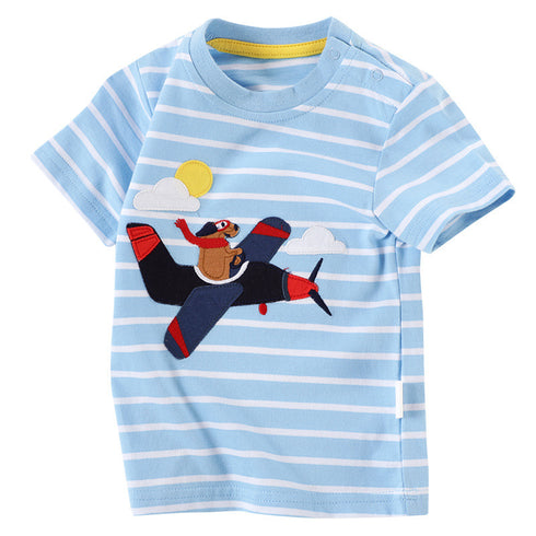 Cartoon Pattern Stitching Baby Short-Sleeved T-Shirt