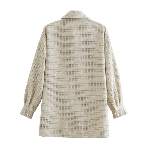 Women vintage oversize plaid long shirts