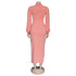 Women's Pink long-sleeved thigh cut dress