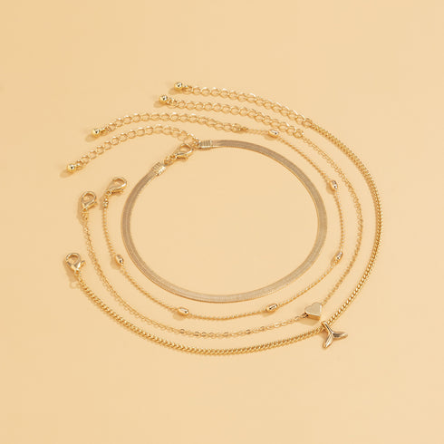 Women's Stacked Fishtail Alloy Anklet