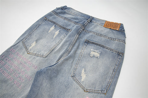 Girls Ripped Beggar Denim Trousers