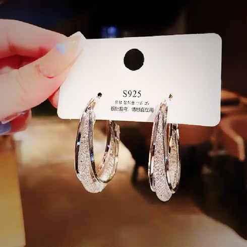 Silver and Golden Studded Ear Hoops