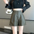 High Waist Brown Wide-leg Leather Pants