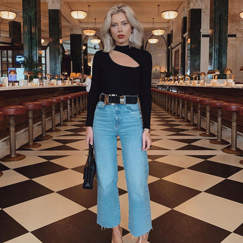 Women's Collarbone cut-out jumpsuit