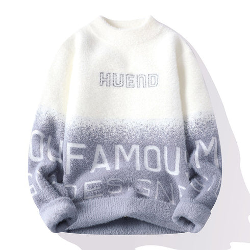 Men's Half Turtleneck Fleece Thickened Sweater