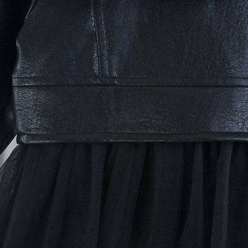 Girls' Stitched Leather Skirt Jacket