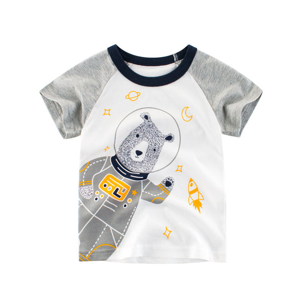 Children's Bear Astronaut cartoon T-shirt
