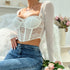 Women's Lace Mesh Fishbone Slim Fit Top