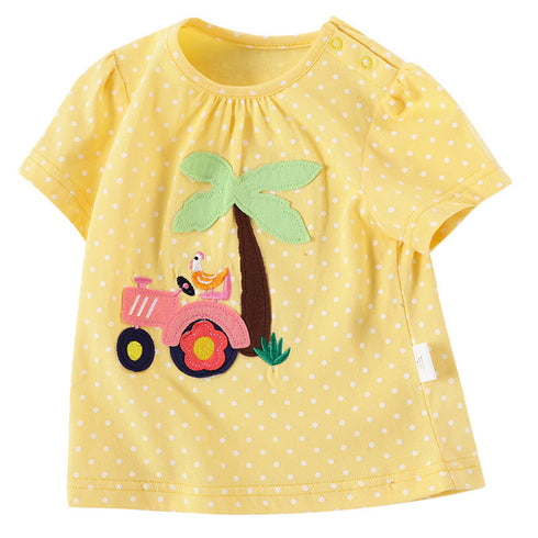 Cartoon Pattern Stitching Baby Short-Sleeved T-Shirt