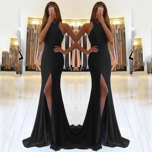 Ladies' Thigh cut long prom dress