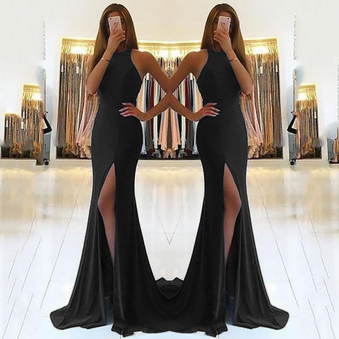 Ladies' Thigh cut long prom dress