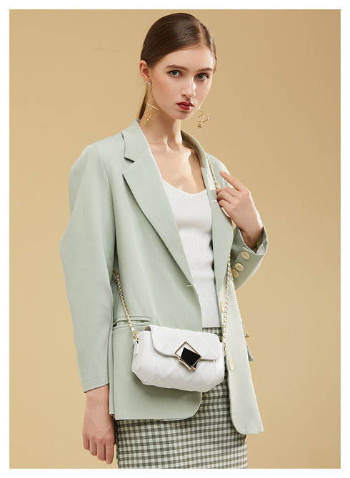 Cowhide Shoulder Messenger Small Golden Ball Bag