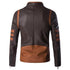 Men's Coffee Colour Leather Jacket with Brown strips