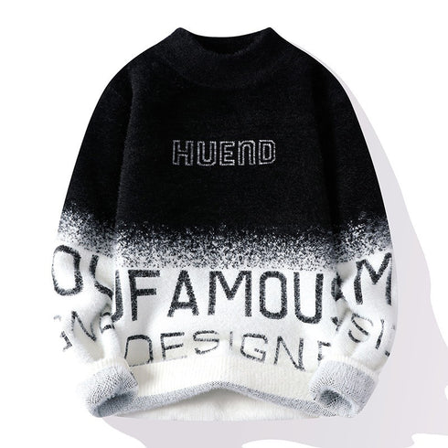 Men's Half Turtleneck Fleece Thickened Sweater