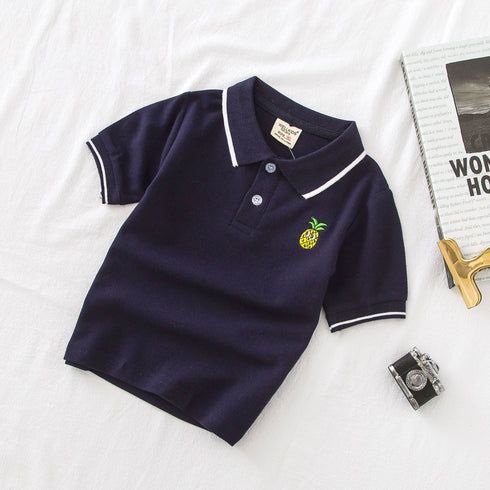 Kids Cotton Cartoon Pattern Casual Short Sleeves Shirt