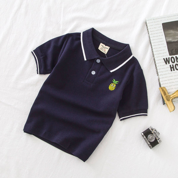 Kids Cotton Cartoon Pattern Casual Short Sleeves Shirt