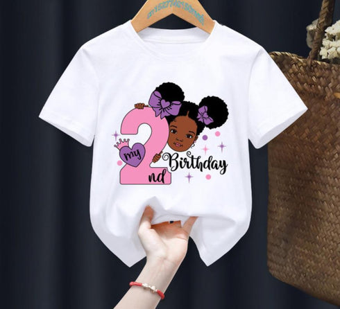 Princess Birthday Digital Printing Girl's T-shirts