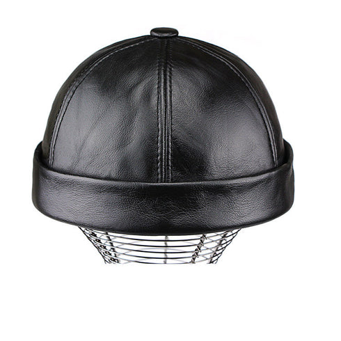 Leather No-brimmed Melon Hat