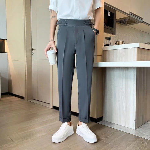 Draping Cropped Small Suit Pants