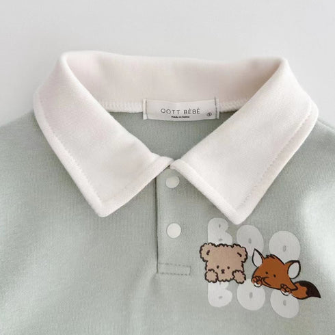 Cartoon Printing Lapel Romper