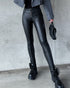 Black High Waist Leather Pants