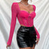 Women's Lace Mesh Fishbone Slim Fit Top