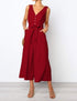Ladies V-neck Tyra Jumpsuit - Black & Red
