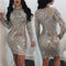 Nightclub Sexy Sequins Long Sleeve Dress Women