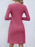 V-neck Long Sleeves Button Waist Dress