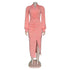 Women's Pink long-sleeved thigh cut dress