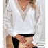 Women's Clothing Long Sleeve V-neck Stitching Shirt