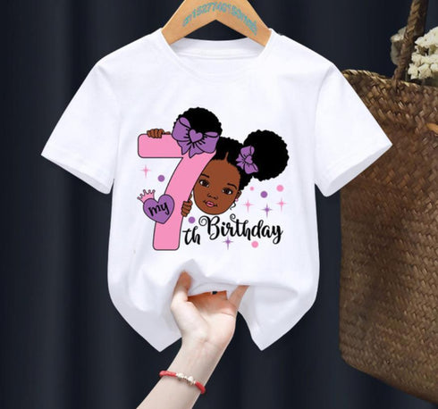 Princess Birthday Digital Printing Girl's T-shirts