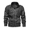 Men's Leather Jacket Stone Washed Leather Jacket Stand-up Collar Coat