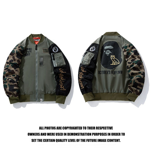 October's Very Own BAPE Joint-name Ape Full Sleeve Jacket Flight Suit Jacket