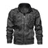 Men's Leather Jacket Stone Washed Leather Jacket Stand-up Collar Coat