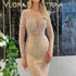 New Bronzing Long Sleeve Slim-fit Sexy Long Dress Prom Evening Dress